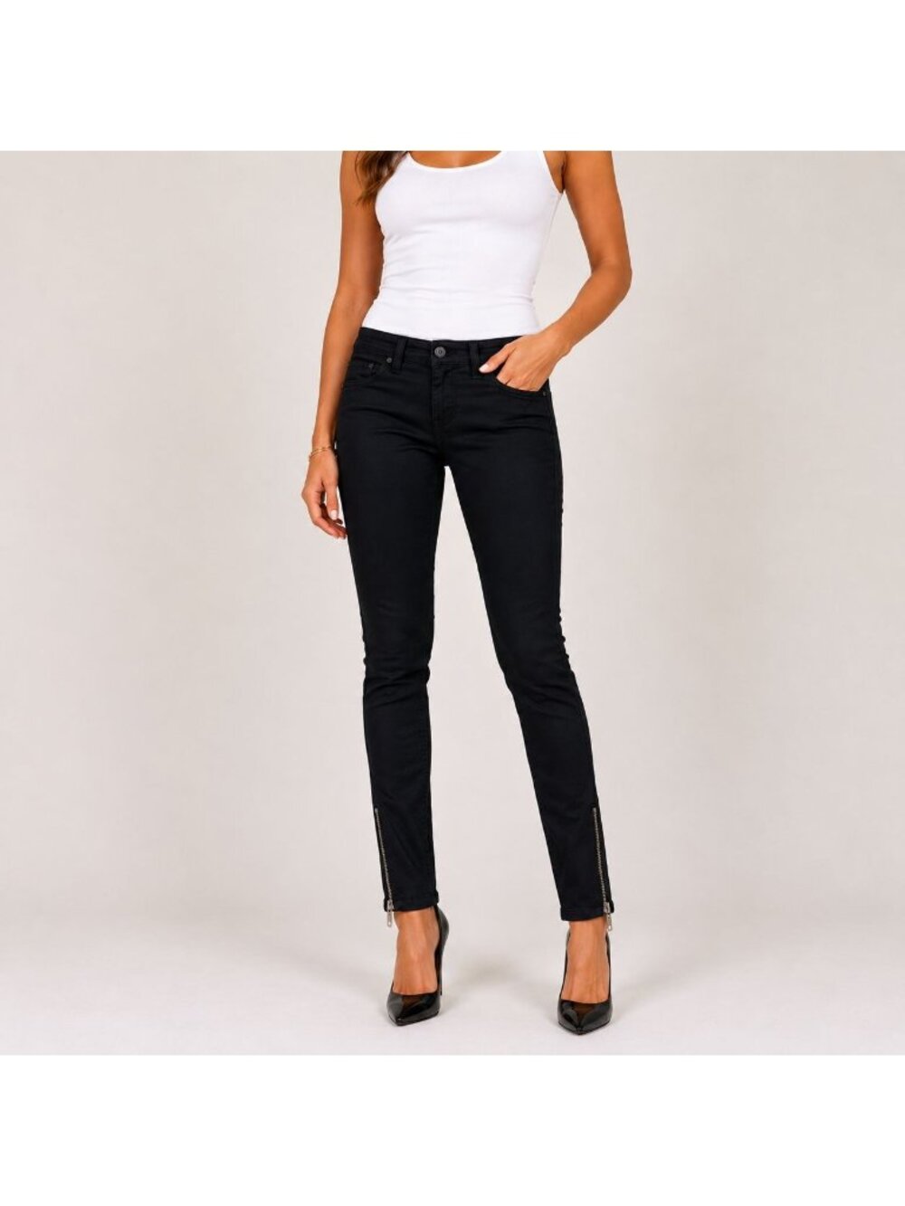 Rag & Bone Navy Blue Skinny Dark Wash Jeans Ankle Zip Size 28 Skinny Moto Chic